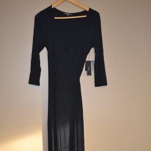 NWT LULUS Maxi Wrap Dress, Black, sz M